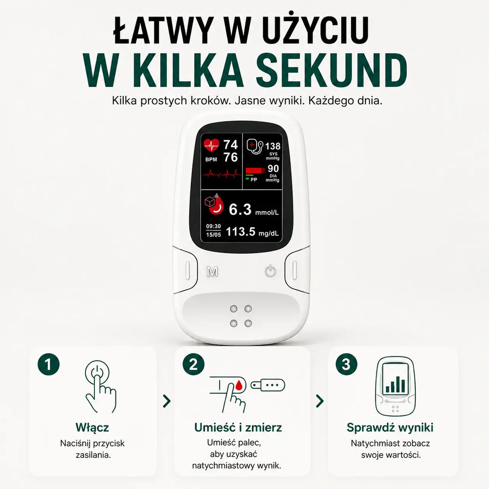 Twoje zdrowie pod kontrolą. W 5 sekund, bez nakłuwania.