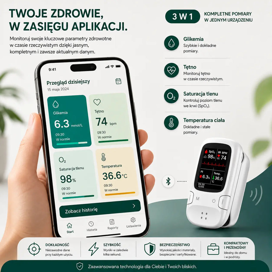 Pełna historia pomiarów, zawsze w Twoim telefonie